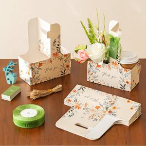 Baffect Thank You Gift Bags For 50 Guest, Include 2 Cup Drink Carrier With Handle, Thank You Tags With String, 1" Wide Ribbon, Appreciation For Women, Business, Employees, Coworkers, Teacher (Floral)