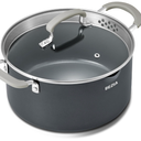 6 Quart Nonstick Stock Pot with Lid, BEZIA PFAS-Free Ceramic Soup Pot, Multipurpose Pasta Pot with Strainer Lid, Induction Cooking Pot, Silicone Handle, Compatible with All Cooktops, Dishwasher Safe