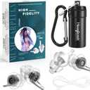 2 Pairs Concert Ear Plugs, Hearprotek Reusable High Fidelity Noise Reduction Music Ear Plugs for Ear Protection-Soft Hearing Protection Earplugs for Concerts, Musicians, Events (Petite Size) (Black)