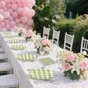 2 x 96Pcs Sage Green Gingham Party Supplies - 7&9 Inch Scalloped Paper Plates and Napkins Disposable Sage Green and White Plaid Party Decorations for Birthday Baby Shower Wedding,Serves 24