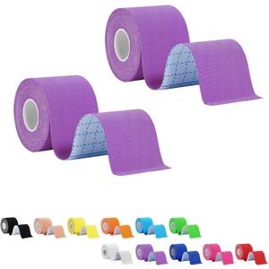 Regular Kinesiology Tape Uncut 2 Rolls, Original Cotton Athletic Sports Tape for Muscle Joint, Pain Relief for Knee Elbow Wrist Ankle Shoulder, 2 in x 16.4 Ft, Purple