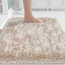 Yimobra Chenille Bathroom Rugs Non Slip, Extra Thick Soft Absorbent Bath Rug 24x17 Inch, Machine Washable Quick Dry Bath Mat for Bathroom Floor, Tub and Shower, Home Decor Accessories, Khaki