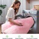 KCHOWUA Pink Fluffy Area Rug for Girls' Bedroom, 5'x8' Machine Washable Plush Pastel Shag Rug, Large Soft Furry Carpet for Living Room, Nursery, Kids' Room, or Dorm Dcor