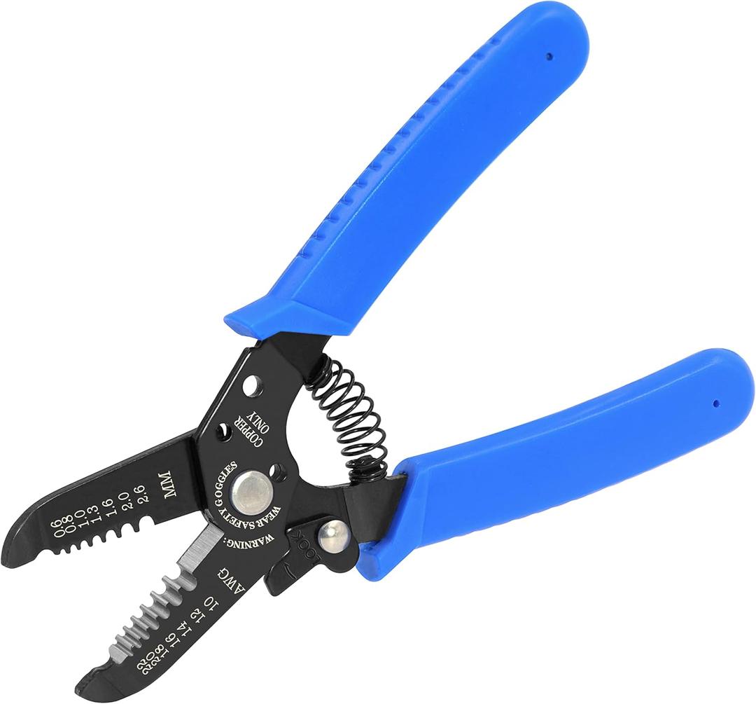 VCELINK Precision Wire Stripper and Cutter with Safety Lock, Wire Stripping Cutting Tool for 10-22 AWG Solid and Stranded Wires