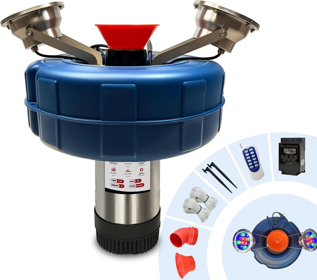 RGB Pond Fountain Aerator, 1HPWireless and Time Control Rainbow Lights,Stainless Steel Body, 100FT Cord and 200Ft Traction Rope, Aerator Pump for Ponds & Lakes (RGB) RGB Pond Fountain Aerator, 1HPWireless and Time Control Rainbow Lights,Stainless Steel Body, 100FT Cord and 200Ft Traction Rope, Aerator Pump for Ponds & Lakes (RGB)