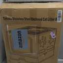 Enclosed Cat Litter Box with Lid Top Exit Covered Metal Stainless Steel Litter Box Leak Proof & Odorless Easy to Clean Including Cat Litter Scoop and Litter Mat (One Size, Gray)