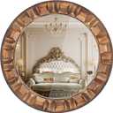 36 Inch Large Round Solid Wood Wall Mirror - Rustic Farmhouse Dark Brown Wooden Circle Mirror for Bathroom, Living Room, Entryway & Wall Decor