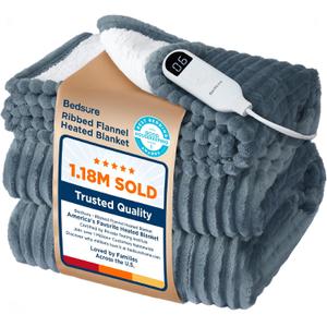 Bedsure GentleSoft Heated Blanket Electric Throw - Soft Ribbed Flannel Electric Blanket, Heating with 4 Time Settings, 6 Heat Levels, 3 hrs Timer Auto Shut Off, Gifts for Grandma (50x60 inches, Grey) Bedsure GentleSoft Heated Blanket Electric Throw - Soft Ribbed Flannel Electric Blanket, Heating with 4 Time Settings, 6 Heat Levels, 3 hrs Timer Auto Shut Off, Gifts for Grandma (50x60 inches, Grey)