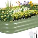 Galvanized Raised Garden Bed Outdoor- Raised Beds for Gardening| Metal Planter Box, Steel Raised Garden Bed Kit with Safety Edging and Gloves for Vegetables, Flower, Herbs (4x2x1FT, Green)