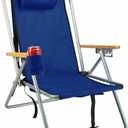 Rio Beach Original 4-Position Steel Backpack Chair with Pillow, Hands-Free Beach Chair Backpack for Adults, Navy