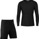 ROAR-INT MMA Rash Guard & BJJ Shorts Set Kids Fight Training Grappling Wear Jiu Jitsu Gi Trunks Outfit Set (X-Small, Black-2pcs-set)