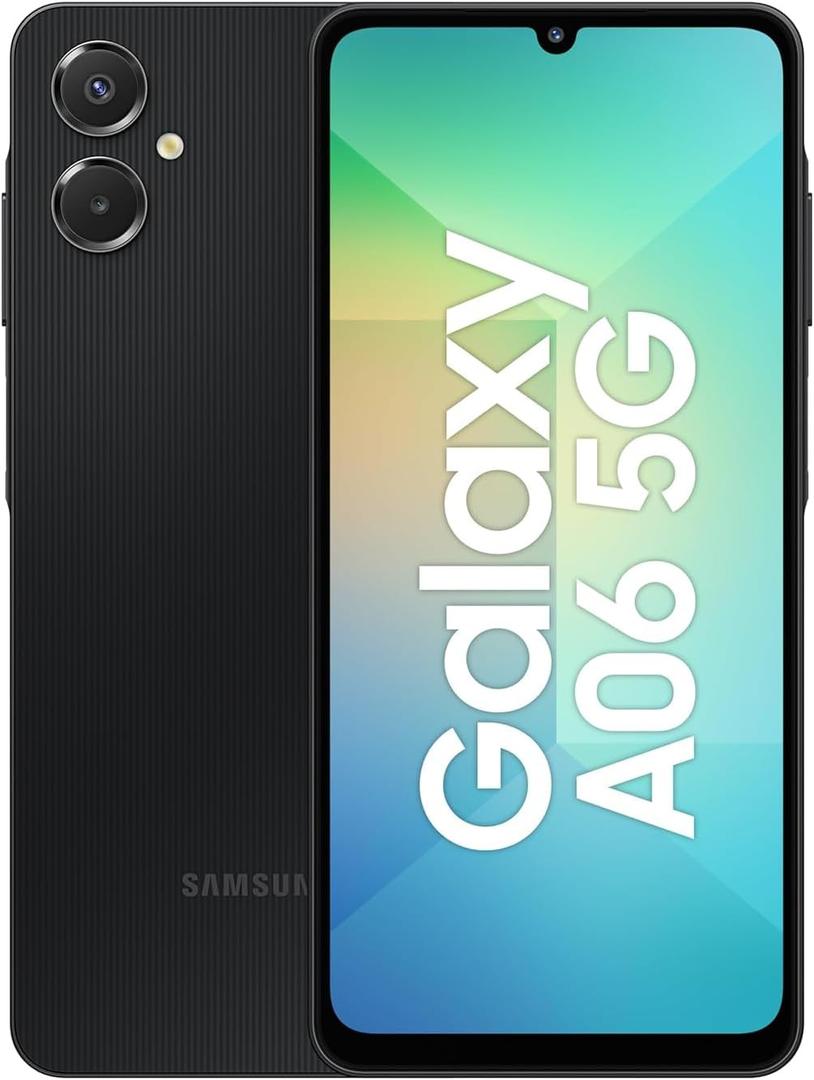 Samsung Galaxy A06 5G | 128GB, 2025 | IP54 Splash Resistant, 6.7" 90Hz Display, Android 15, International Model Factory Unlocked for Global, T-Mobile, Metro | 20W Fast Charger Bundle, Black