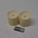 Set of 2 Flameless LED Candles with 2 Remotes, 4x4 Inch Battery Operated Plastic Pillar Candles, Realistic Flickering Flame, Timer & Dimming, Ivory  Safe & Elegant for Home and Events