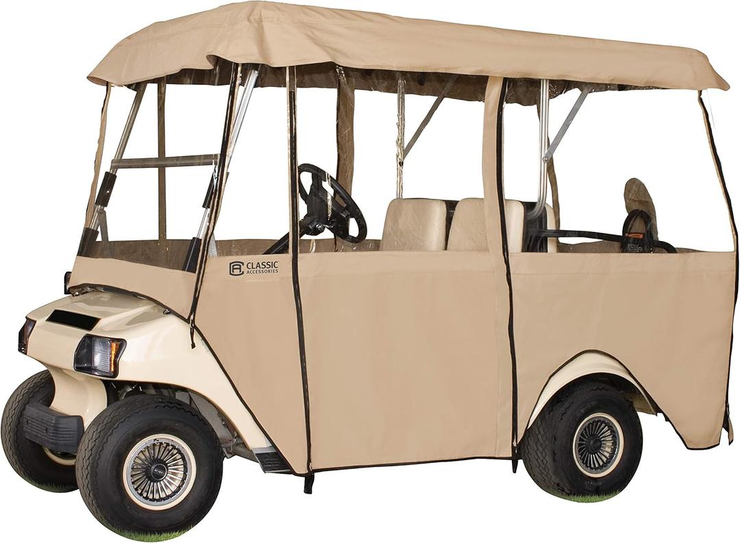 Classic Accessories Fairway Deluxe 4-Sided 4-Person Golf Cart Enclosure (Sand)