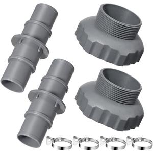 4 Pcs Pool Vacuum Hose Adapter Kit, 1-1/4 or 1-1/2 Hose Connector Coupling and compatible with 11238 B Adapter for Swimming Pool Vacuum Cleaner Filter Pump Surface Skimmer Small (Gray)