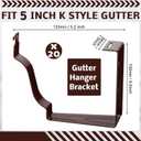 Moxweyeni 20 Pack Gutter Brackets 5 Inch Gutter Hangers Heavy Duty Hidden Rain Brackets with Pre Inserted Screw, Aluminum Exterior Hook Parts Repairing Sagging Tool (Brown)