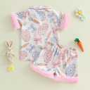 Ayalinggo Baby Girl Easter Pajamas Toddler Kids Egg Bunny Pjs Feather Trim Satin Sleepwear Nightgown Button Down Shorts Set (Pink Floral Feather, 9-10 Years)