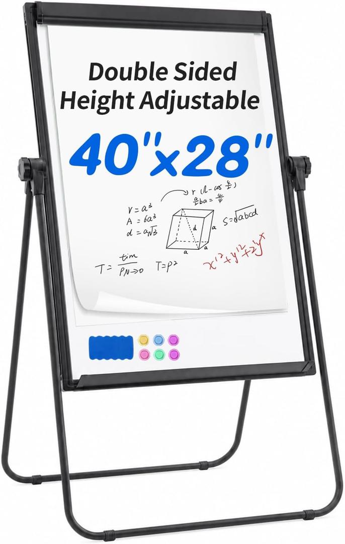 40"x28" Double Sided Magnetic Dry Erase Easel Whiteboard on U Stand
