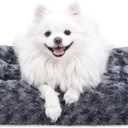 KSIIA Washable Dog Bed Deluxe Plush Dog Crate Beds Comfy Kennel Pad Anti-Slip Pet Sleeping Mat for Large, Jumbo, Medium, Small Dogs Breeds, 23" x 18", Dark Grey