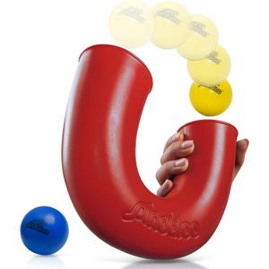 Original pindaloo Skill Game with 2 balls- Gifts for Kids and adults Indoor & Outdoor Games, Ball Toys for, Teen, & Girls- Gift Ideas for Teens, Fun Stuff Party, Develops Motor & Juggling Skills - Red