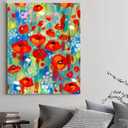 ShineSnow Abstract Colorful Flowers Poppies in Grass Paint by Numbers Painting Kits On Canvas 16x20 inch Colorful Paintworks with Paintbrushes for Adults Beginner DIY Crafts for Women Gift