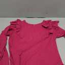 Missufe Women's Crew Neck Ruffle Long Sleeve Bodysuit Ribbed Knit Fitted Basic T Shirt Tops (Medium)