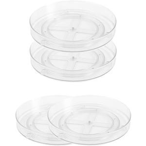 Roninkier Lazy Susan Turntable Organizer - Clear Rotating Kitchen Storage Turntable for Cabinet, Pantry, Refrigerator, Countertop, 2-Pack 11-Inch and 2-Pack 9-Inch