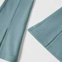 Haloumoning Girls Kids Elastic Waist Ribbed Flare Split Bottom Pants Stretch Casual Long Pants(5-14Y) (Blue)
