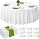 CXPSINC 96 Inch Disposable Plastic Tablecloth White, 10 Pack Round Premium Table Covers for Dining, Wedding, Party, Picnic, Indoor & Outdoor Use Waterproof, Durable, Easy Clean (White, Round-96)