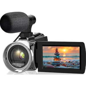 Video Camera Camcorder 4K 48MP Digital Vlogging Camera for YouTube 3.0 Inch 270°Rotation LCD Screen 18x Digital Zoom Video Recorder with Microphone, 2 Batteries