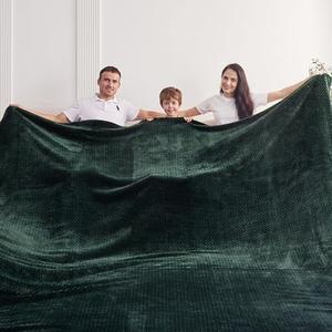 Oversized Blanket 120x120 Inches, Giant Huge Jacquaed Blanket 10'x10' Blanket for Bed, Travel and Camping, Extra Large Big Soft Blanket Fits The Whole Family and Outdoor, Dark Green Leaf