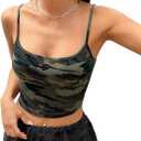 WDIRARA Women's Camo Print Tank Top Slim Fit Camouflage Crop Cami Tops