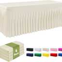 leegleri 4 Pack Ivory Spandex Table Clothes for 6 Foot Rectangle Tables, Wrinkle Free Fitted Table Cover 6ft Stretch Tablecloths with Skirt for Parties Weddings Birthday Banquet Baby Shower