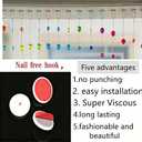 20-Strand Crystal Beaded Curtain, Multicolor Acrylic Arched Room Divider with Rainbow Beads for Bedroom, Living Room, Cafe, 41"W x 23"L