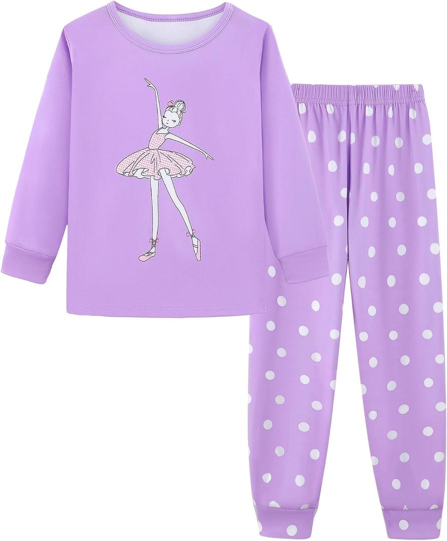 Mikrdoo Girls Clothes Long Sleeve Ribbed Knit Top and Pants Fall Winter Outfits (Purple)