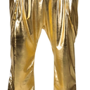 Mens Metallic Pants Disco Outfit Drawstring Waistband Rave Trousers Sequin Joggers with Pockets (Large, Gold Metallic)
