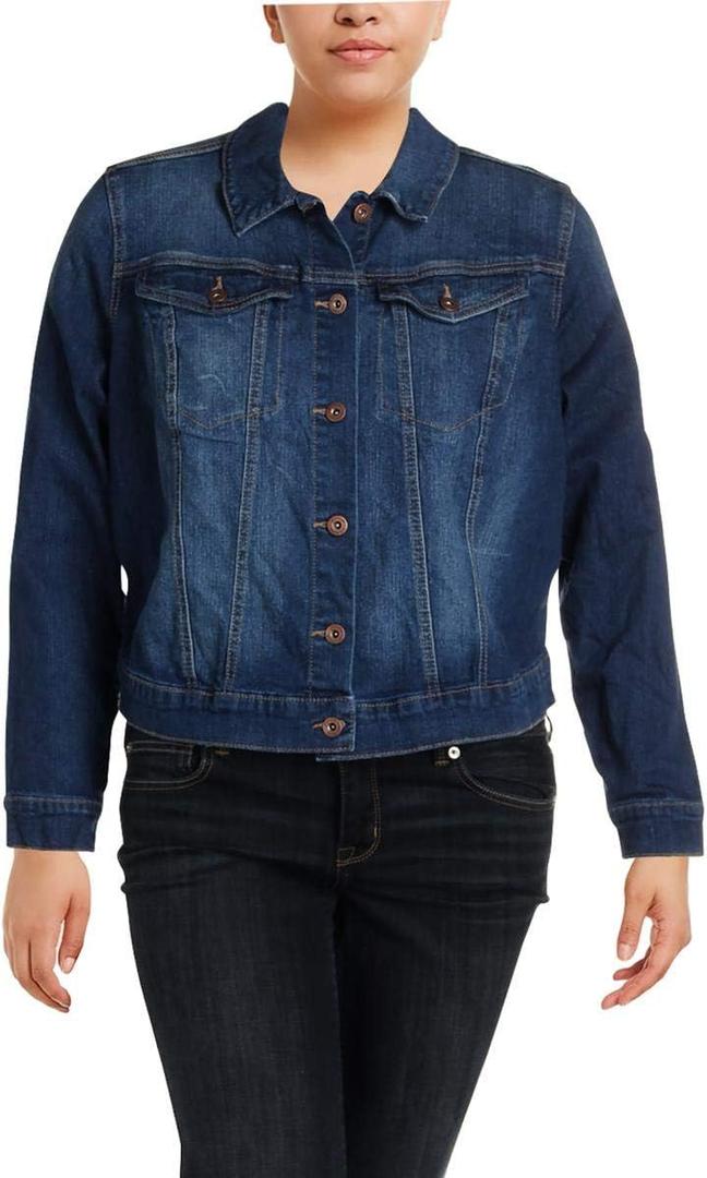 Jessica Simpson Womens Plus Denim Stretch Denim Jacket (3X, Jefford/Jefford)