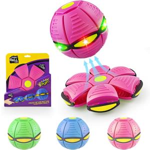 Magic Bouncing Ball 6-Light Dual Form Pop up, Meta Ball Metaball Transforming Design Flying Saucer Bouncy Interactive Bouncing Balls for Parent-Child Interaction Gift Pack - Pink