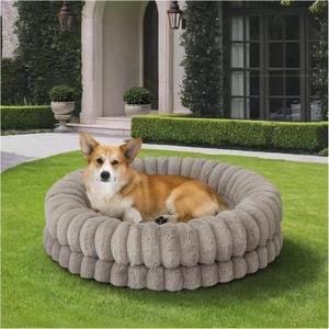 BALANCE Fluffy Round Dog Bed for Medium Dogs, Orthopedic, 30in, Oatmeal
Washable Calming Donut Dog Bed with Supportive Bolster and Anti-Slip Bottom, for Dogs Up to 30 Lbs