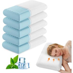 OLIXIS Memory Foam Pillows for Sleeping,1 Pack Queen Size Bed Pillows for Adults,with Removable Washable Cover,Breathable Mesh, Gel Cooling Technology, Firm Support for Back and Side Sleepers,White