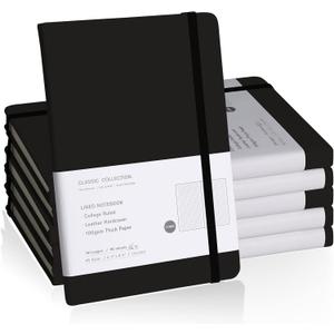 Lined Journal Notebook, 6Pack Hardcover Notebook for Men & Women  Journals for Writing, Work, School, Home & Daily Notes, 160 Pages  Medium A5, 5.7"x8", 100 gsm Thick Paper (Black)