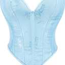 Alivila.Y Fashion Womens Sexy Vintage Renaissance Corset Bustier Lingerie (Large, Sky Blue Floral)
