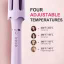 Auto Rotating Hair Curler - 4 Temperature and Timer Settings, Automatic Curling Iron with Automatic Shut-Off, Anti-Tangle and Scalding, Curling Wand for Long Lasting Curls (Purple)