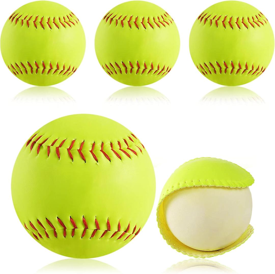 GKK Softballs 12 Inch Sports Practice 4 Pack Official Size and Weight Softball Fastpitch Practice Softballs Autograph Softball Training Ball for Games, Soft Toss, Batting