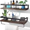 Uten Floating Shelves, Wall Shelves Set of 2, Wall Mounted for Bathroom, Bedroom, Kitchen, Bathroom Shelf with Towel Bar, Sturdy Structure, Easy Installation