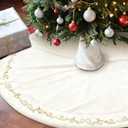 HyDren 84 Inch Velvet Christmas Tree Skirt White Gold Bronzing Embroidery Fur Plush Tree Skirt Luxury Xmas Skirts for Merry Christmas Decorations Vintage Rustic Party Favors Rustic Holiday Decor