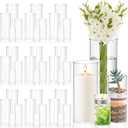 48Pcs Clear Vases for Centerpieces, 4,6,8,10 Inch Glass Cylinder Vases, Tall Hurricane Flower Vase Bulk for Flower Arrangements, Hurricane Candle Holder for Table, Home, Party, Wedding Decor