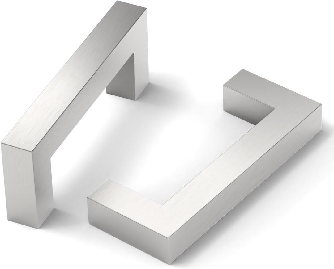 10 Pack 3 Inch(76mm) Cabinet Pull Brushed Satin Nickel Kitchen Cabinets Handles Stainless Steel Cabinet Hardware for Cupboard Square Kitchen Pulls for Cabinets Drawer Handles