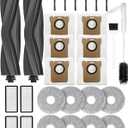 28PCS Replacement Parts for Dreame L20 Ultra/L20 Ultra Complete, L30 Ultra/L30 Ultra Complete, Vacuum Cleaner Accessory Kit: 2 Main Brushes, 6 Side Brushes, 4 HEPA Filters, 6 Dust Bags, 8 Wipes