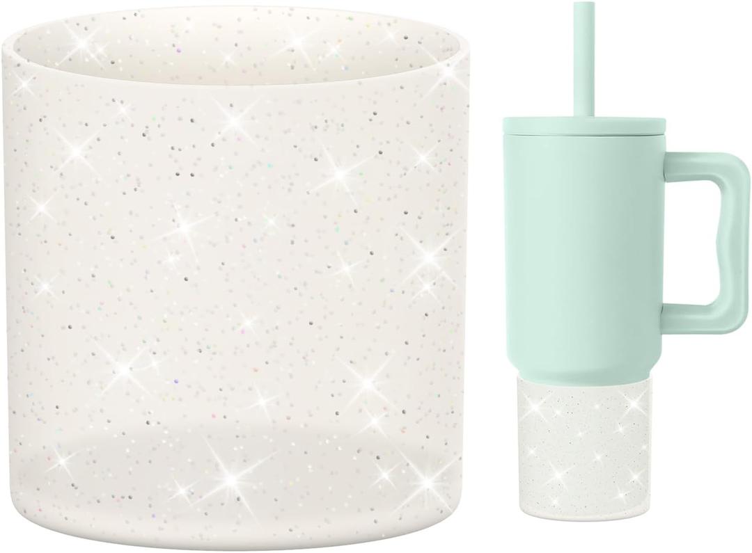 Silicone Boot Compatible with Sinple Midern 24/30/40 oz Tumbler with Handle/Trek Pivot, Protective Anti-Scratch Bottle Bottom Sleeve Cover Compatible with Sinple Midern Tumbler (Bling Retro Mint)